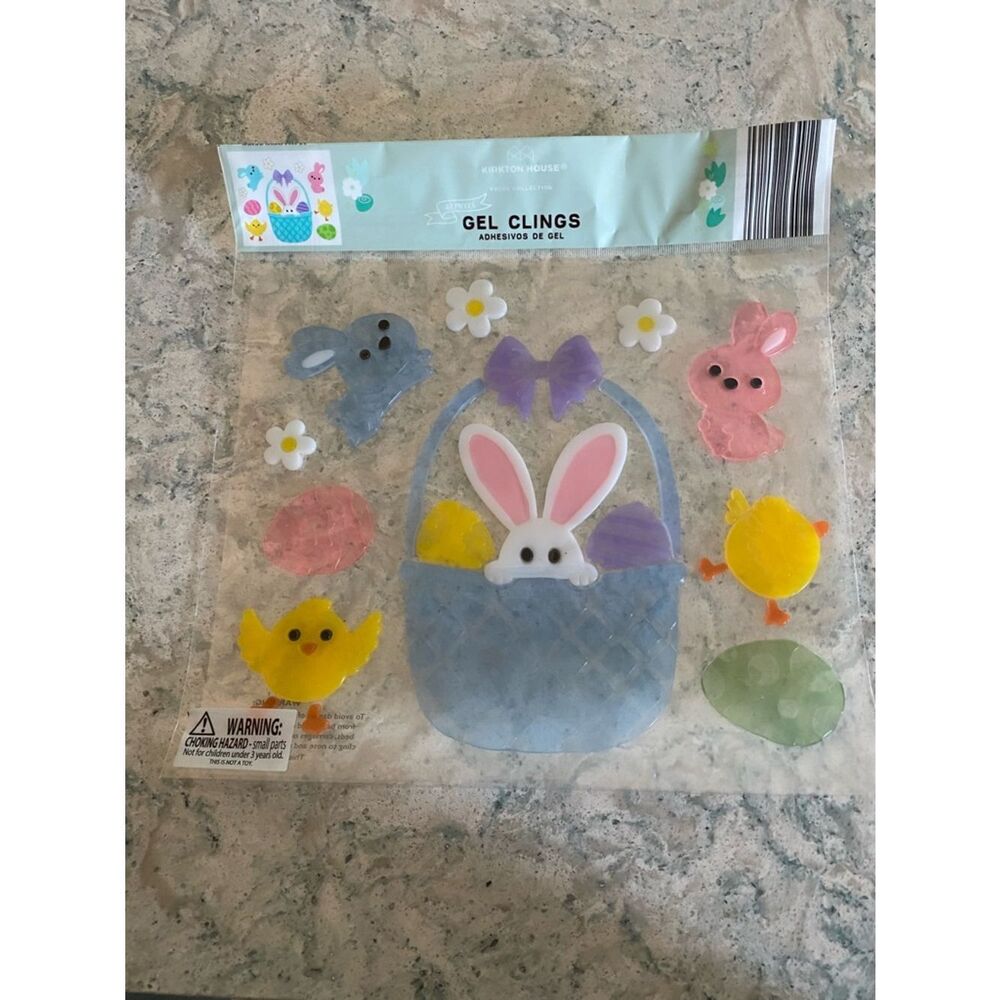 Kirkton House Gel Clings Easter Bunny Basket Stickers - Pastel Colors